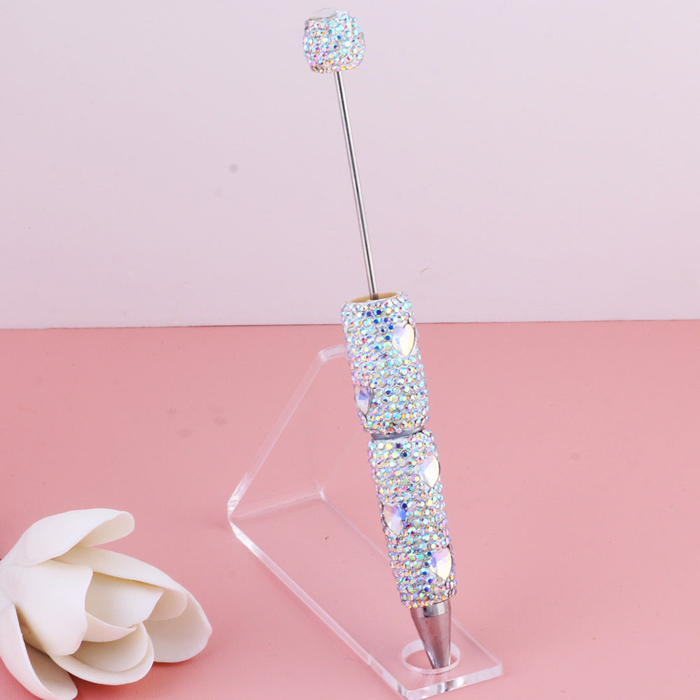 Wholesale  Live Hot Valentine's Day Colorful Love Zircon Full Diamond Pen Ceramic Mud Beaded Pen DIY Beaded Ballpoint Pen